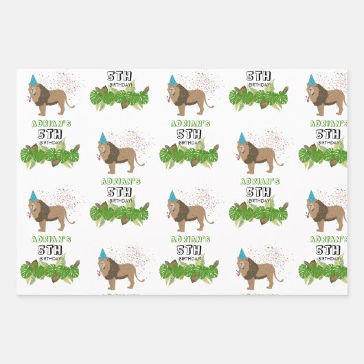 Leeuwse Oerwouden partydieren op zaterdag Inpakpapier Vel (Voorkant 3)