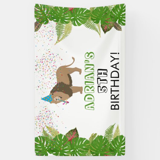 Leeuwse Oerwouden partydieren op zaterdag Spandoek (Verticaal)