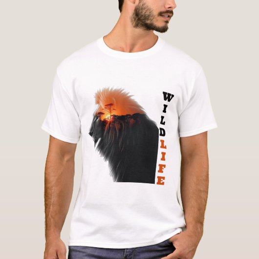 Leeuwsondergang: Wilde Majesteit T-shirt (Voorkant)