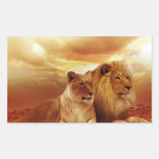 Leeuwstel in de safari rechthoekige sticker (Voorkant)