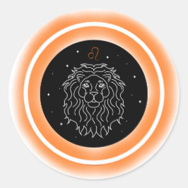 Leeuwsymbool – Minimaal Astrologie Embleem Ronde Sticker