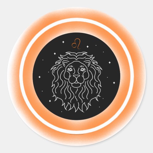 Leeuwsymbool – Minimaal Astrologie Embleem Ronde Sticker (Voorkant)