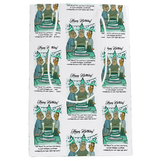 Leeway Senior Verjaardag Medium Gift Bag Medium Cadeauzakje (Voorkant)