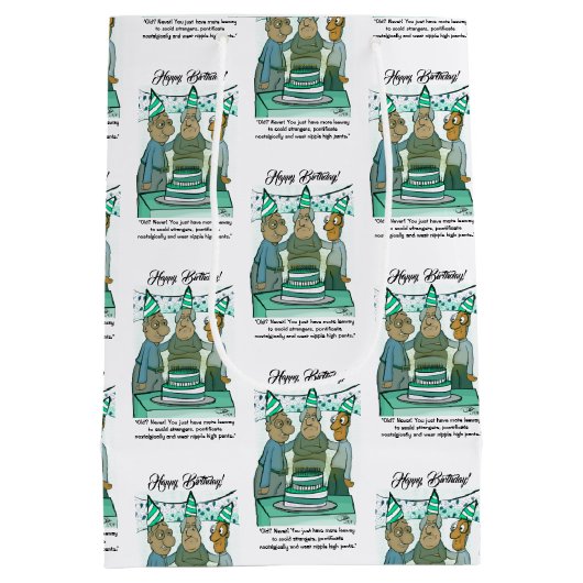 Leeway Senior Verjaardag Medium Gift Bag Medium Cadeauzakje (Achterkant)