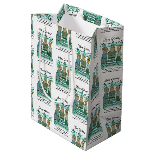 Leeway Senior Verjaardag Medium Gift Bag Medium Cadeauzakje (Achterkant Gekanteld)