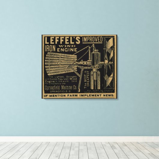 Leffel's Verbeterde IJzerwindmolen 1885 Canvas Afdruk (Insitu (Houten vloer))