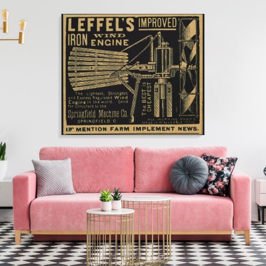 Leffel's Verbeterde IJzerwindmolen 1885 Canvas Afdruk (Insitu (Woonkamer))