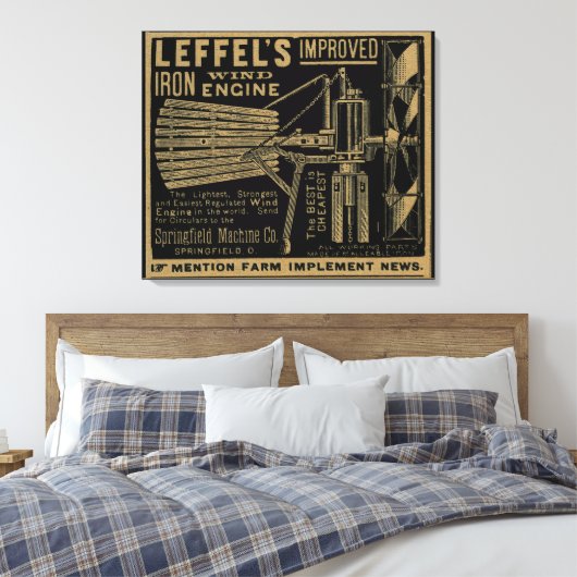 Leffel's Verbeterde IJzerwindmolen 1885 Canvas Afdruk (Insitu (Slaapkamer))