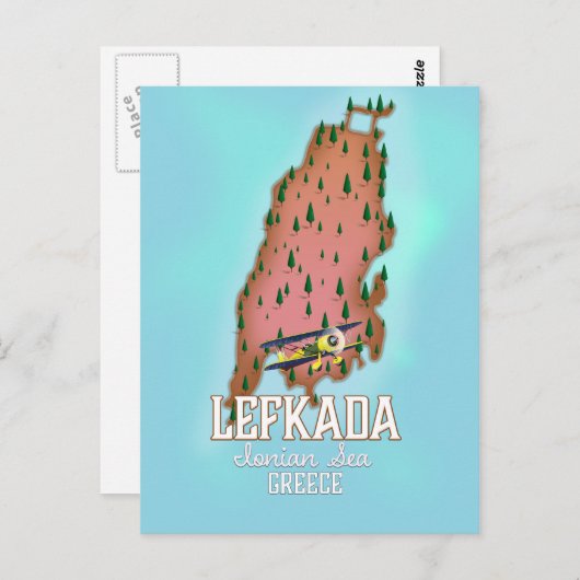 Lefkada Greece reisposter. Briefkaart (Voorkant / Achterkant)