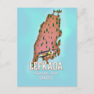 Lefkada Greece reisposter. Briefkaart