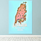 Lefkada Greece reisposter. Canvas Afdruk (Insitu (Houten vloer))