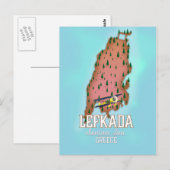 Lefkada Griekenland reisposter. Briefkaart (Voorkant / Achterkant)