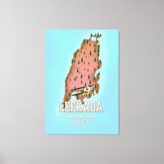 Lefkada Griekenland reisposter. Canvas Afdruk (Voorkant)
