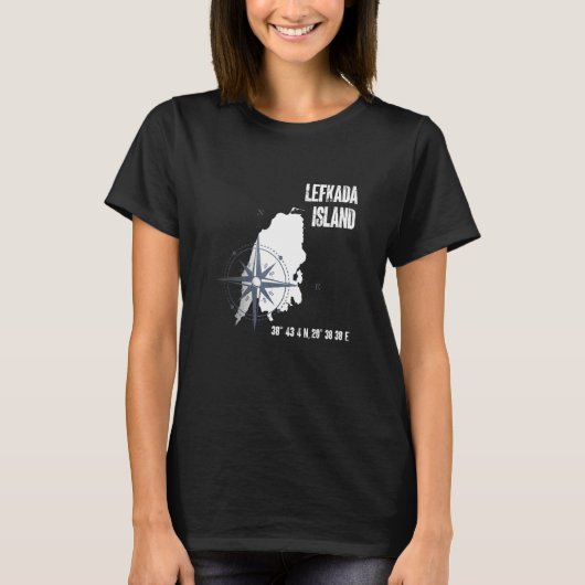 Lefkada Island Mediterranean Sea Coordinates Map V T-shirt (Voorkant)
