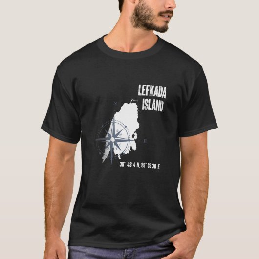 Lefkada Island Mediterranean Sea Coordinates Map V T-shirt (Voorkant)