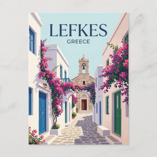 Lefkes Griekenland Briefkaart (Voorkant)