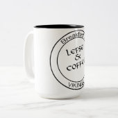 Lefse & Coffee - Ontbijten van Vikings-Mok Tweekleurige Koffiemok (Voorkant links)