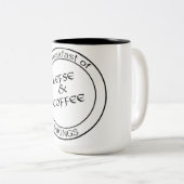 Lefse & Coffee - Ontbijten van Vikings-Mok Tweekleurige Koffiemok (Voorkant rechts)