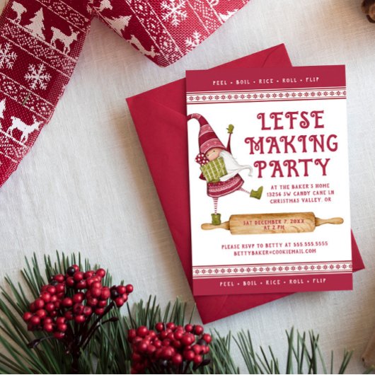 Lefse Making Party Party Uitnodiging