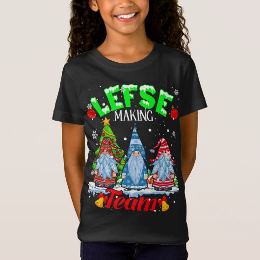 Lefse Making Team Kerstmis Gnomen Noors Lefse T-shirt (Voorkant)