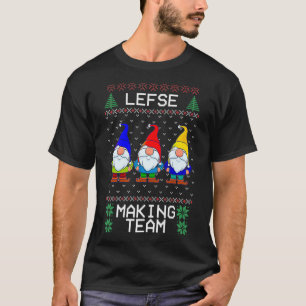 Lefse Making Team Nordic Kerstmis Tomte Gnome Xma T-shirt