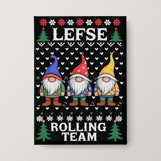 Lefse Rollend Team Kerst Bakken Gnome Kerstmis  Button (Voorkant)