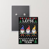 Lefse Rollend Team Kerst Bakken Gnome Kerstmis  Button (Voorkant / Achterkant)