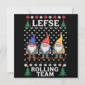 Lefse Rollend Team Kerst Bakken Gnome Kerstmis Feestdagenkaart (Voorkant)