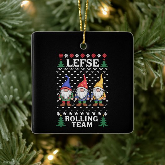 Lefse Rollend Team Kerst Bakken Gnome Kerstmis Keramisch Ornament (Boom)