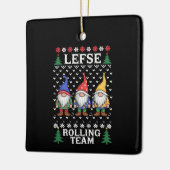 Lefse Rollend Team Kerst Bakken Gnome Kerstmis Keramisch Ornament (Links)