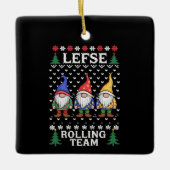 Lefse Rollend Team Kerst Bakken Gnome Kerstmis Keramisch Ornament (Voorkant)