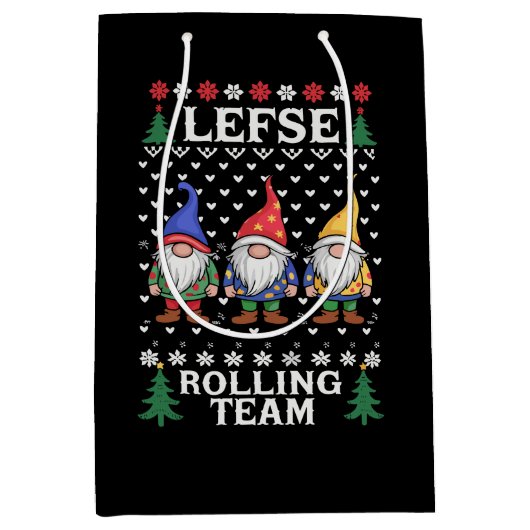 Lefse Rollend Team Kerst Bakken Gnome Kerstmis Medium Cadeauzakje (Voorkant)