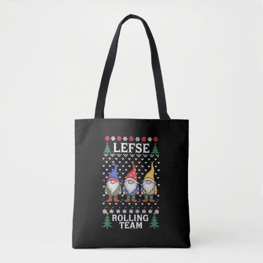 Lefse Rollend Team Kerst Bakken Gnome Kerstmis Tote Bag (Voorkant)
