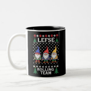 Lefse Rollend Team Kerst Bakken Gnome Kerstmis  Tweekleurige Koffiemok