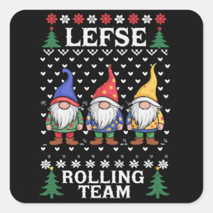 Lefse Rollend Team Kerst Bakken Gnome Kerstmis  Vierkante Sticker