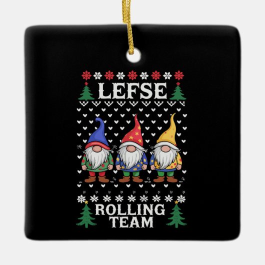 Lefse Rolling Team Christmas Baking Gnome Xmas Keramisch Ornament (Voorkant)