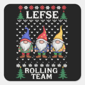 Lefse Rolling Team Christmas Baking Gnome Xmas Vierkante Sticker (Voorkant)