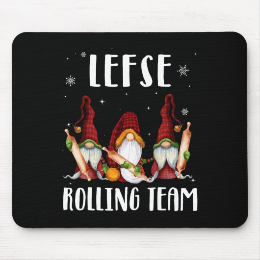 Lefse Rolling Team Gnomes Kerstmis Kind Muismat (Voorkant)