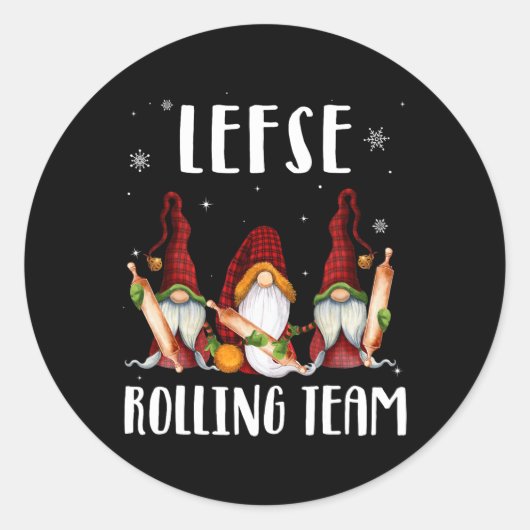 Lefse Rolling Team Gnomes Kerstmis Kind Ronde Sticker (Voorkant)