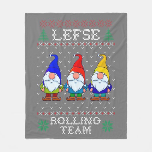 Lefse Rolling Team, Kerstbaking Tomte Gnome Fleece Deken (Voorkant)
