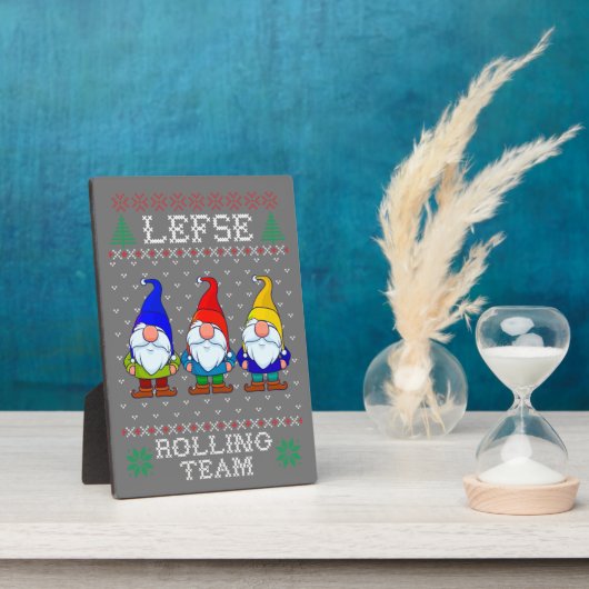 Lefse Rolling Team, Kerstbaking Tomte Gnome Fotoplaat (Zijkant)