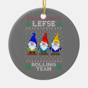 Lefse Rolling Team, Kerstbaking Tomte Gnome Keramisch Ornament