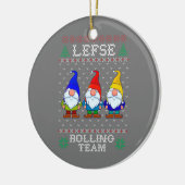 Lefse Rolling Team, Kerstbaking Tomte Gnome Keramisch Ornament (Links)