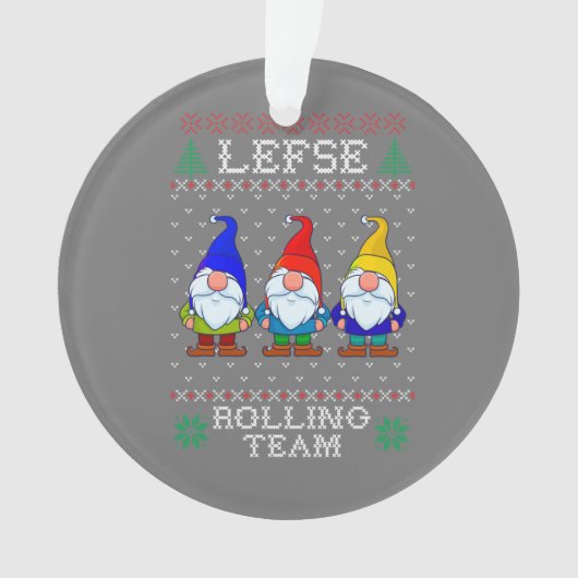 Lefse Rolling Team, Kerstbaking Tomte Gnome Ornament (voorkant)