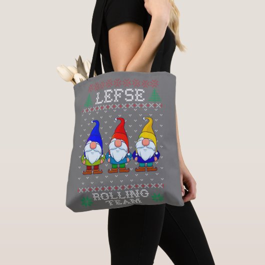 Lefse Rolling Team, Kerstbaking Tomte Gnome Tote Bag (Dichtbij)