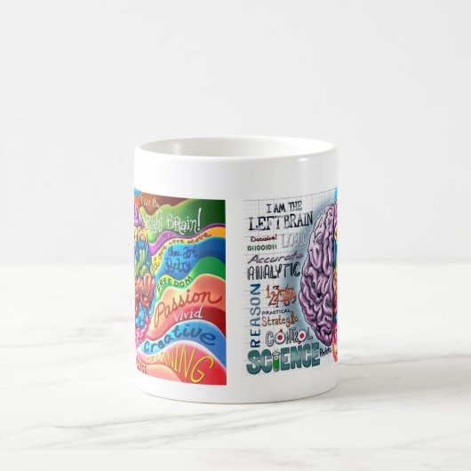 Left and right side of the brain koffiemok (Center)