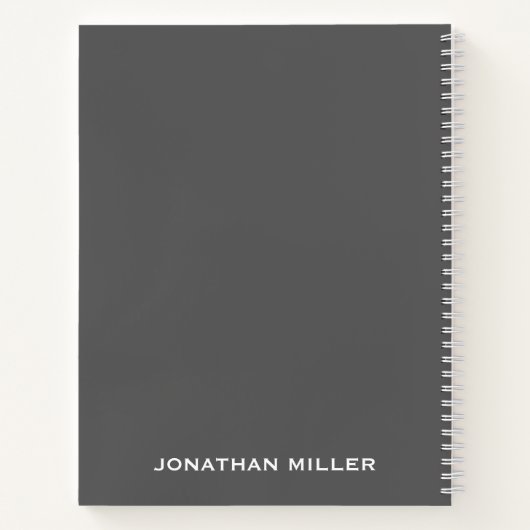 Left-Handed Gray Personalized Name Notebook Notitieboek (Achterkant)