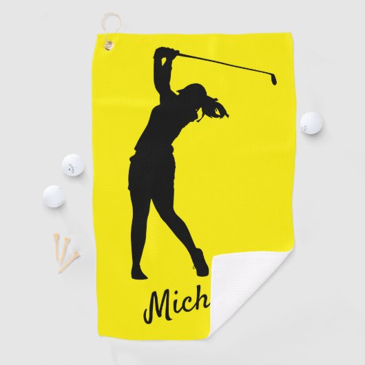 Lefthanded "golfer Michelle" y&b Golf Golfhanddoek (Insitu)