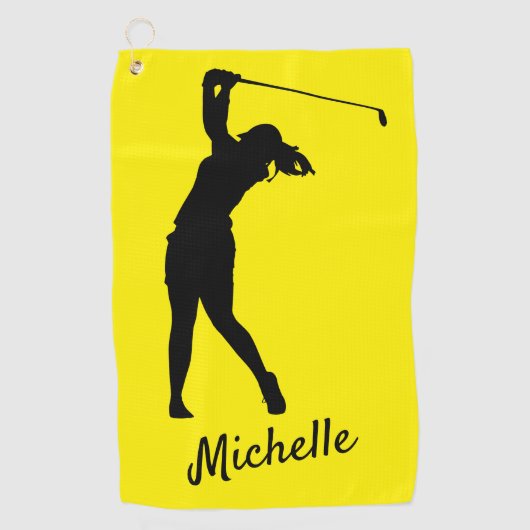 Lefthanded "golfer Michelle" y&b Golf Golfhanddoek (Voorkant)