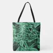 Leftover groene acrylstrip, overdekt tote bag (Voorkant)